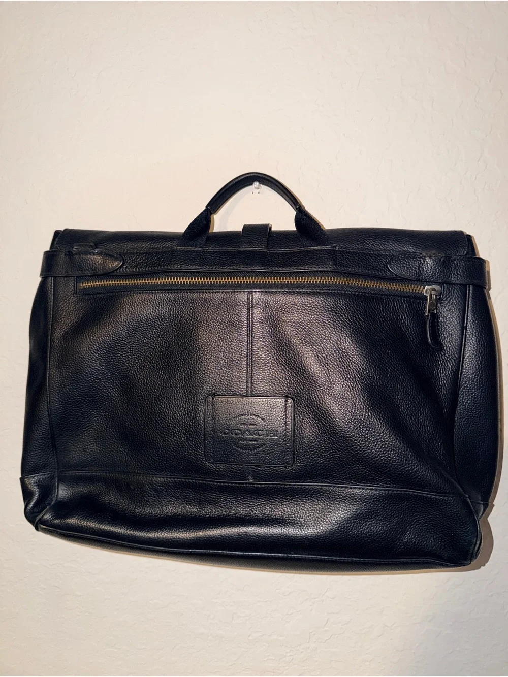 Coach Black Pebbled Leather Messenger Briefcase Laptop Bag Crossbody